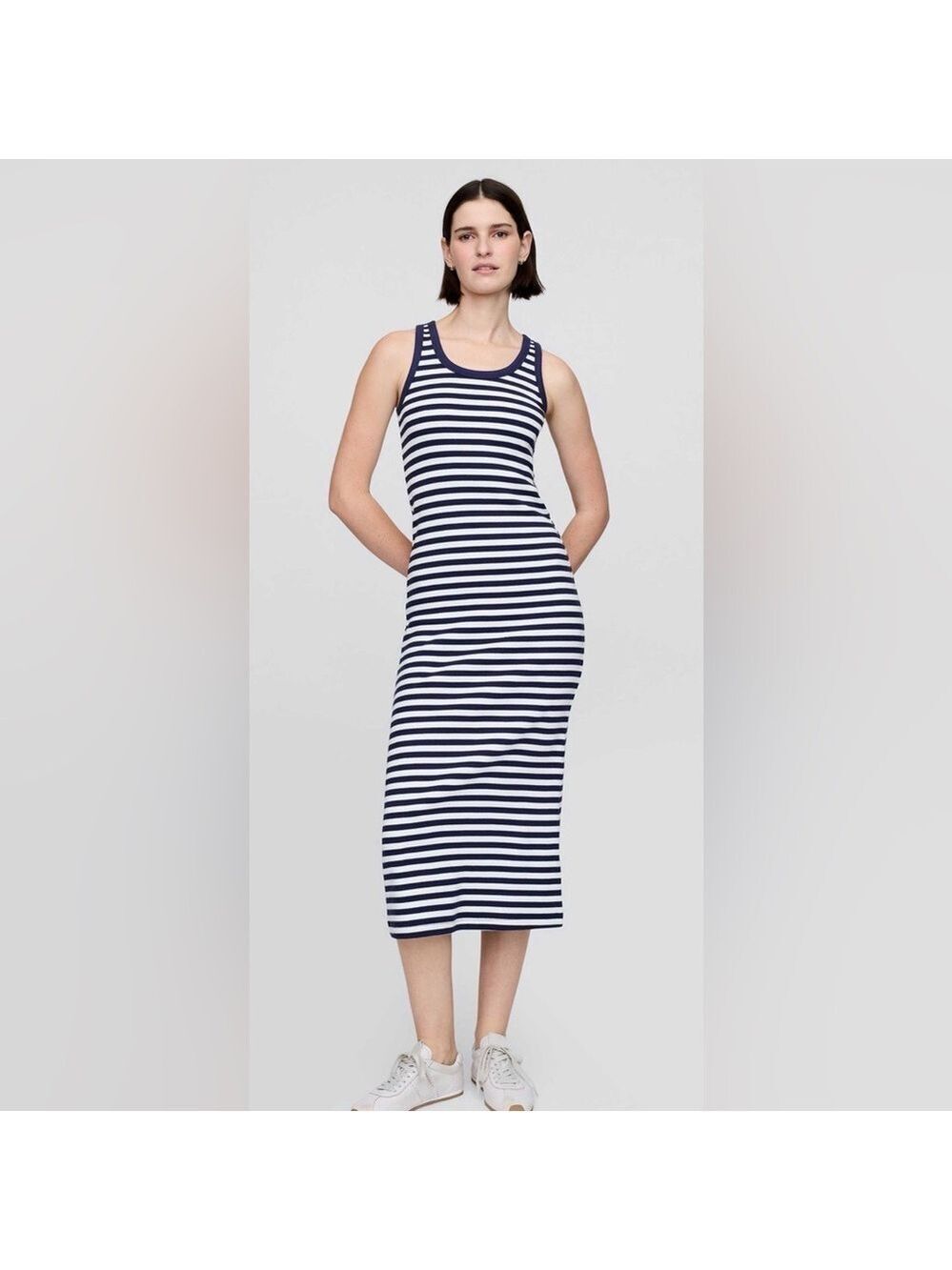 NEW Gap Striped Rib Midi Tank Dress Summer Spring Vacation Cruise Outdoors Camp